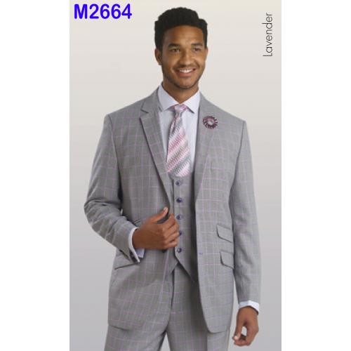 E. J. Samuel Lavender Checker Suit M2664
